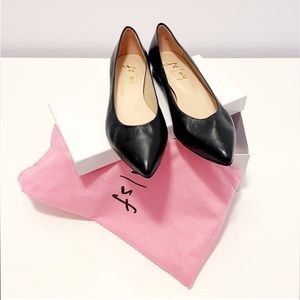 NIB French Sole Black Pointy Toe Flats, FS|NY Black Leather Ballet Flats, 9